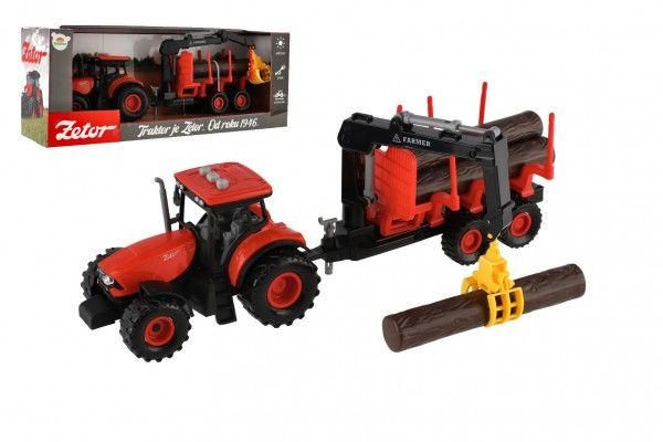 Traktor Zetor s vlekem a nakládacím ramenem