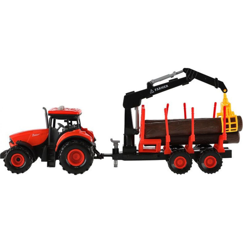 Traktor Zetor s vlekem a nakládacím ramenem