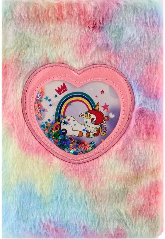 Poznámkový blok plyšový duhový jednorožec mix druhů v sáčku 16x21x2cm
