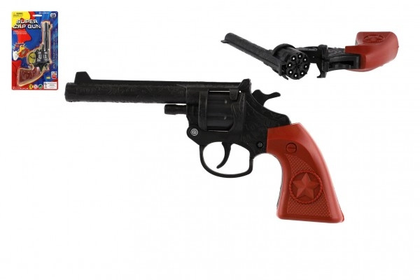 Teddies Revolver/pistole na kapsle 8 ran plast 20cm na kartě 15x25x3cm