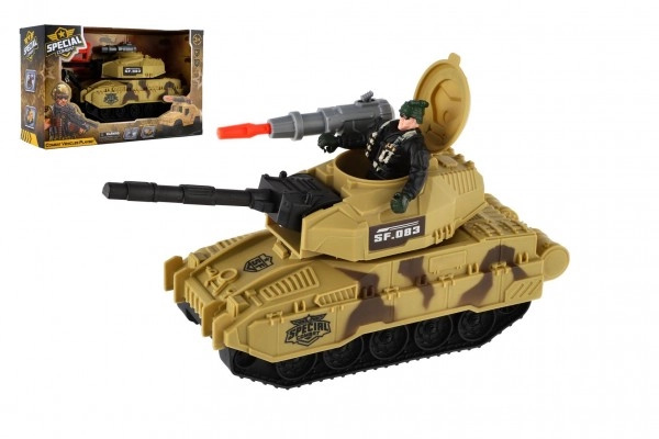 Teddies Tank s vojákem plast 8x24cm na volný chod v krabici 27,5x17x10cm 00861332-XG