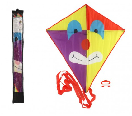 Drak létající klaun nylon 78x88cm v látkovém sáčku 11x90x2cm