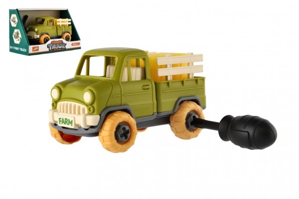 Teddies Auto nákladní šroubovací plast 14cm se šroubovákem na volný chod v krabičce 19x12x9cm