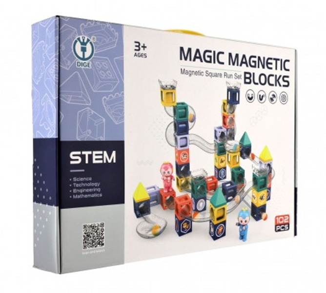 Kuličková dráha magnetická s figurkami plast 102ks v krabici 49x35x9cm