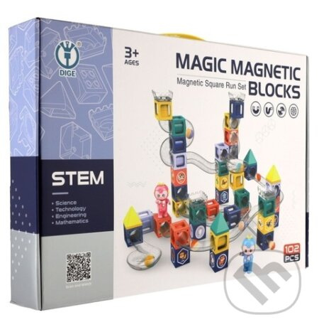 Kuličková dráha magnetická s figurkami plast 102ks v krabici 49x35x9cm