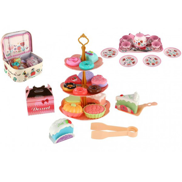 Teddies Čajová sada nádobí plech s doplňky v kufříku