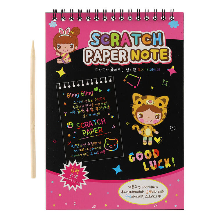 Teddies Škrabací Vyškrabovací notes barevný 10 listů 20x14cm v sáčku