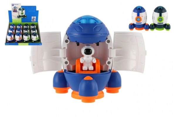 Teddies Raketoplán/raketa plast 9x11cm s kosmonautem s vozítkem na setrvačník 2 barvy (1 ks)