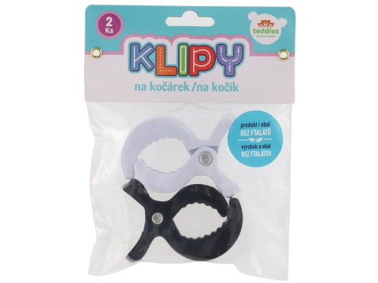 TEDDIES Klip/Kolíček 2ks černý-bílý
