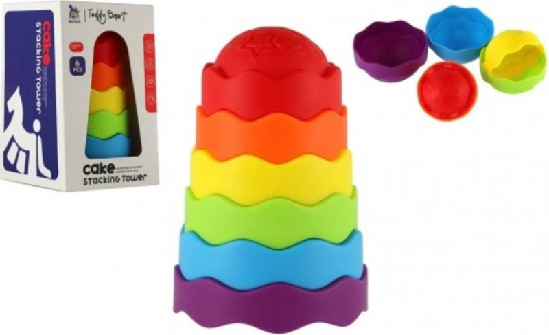 Věž/pyramida barevná stohovací skládačka 6ks