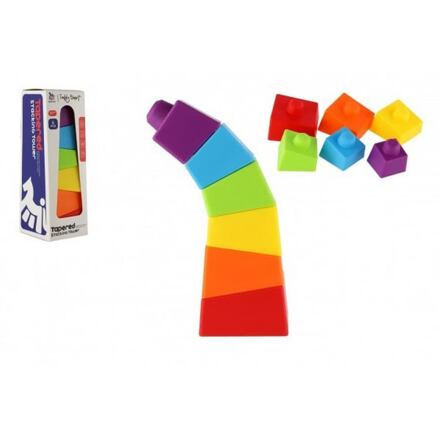 Teddies Věž/Pyramida šikmá barevná stohovací skládačka 6ks