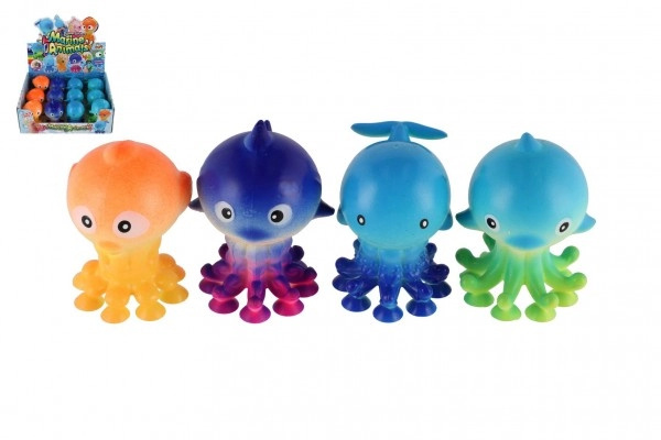 Teddies Zvířátko mořské antistresové mačkací s přísavkami silikon 9 x 6 cm 4 druhy 12ks v boxu