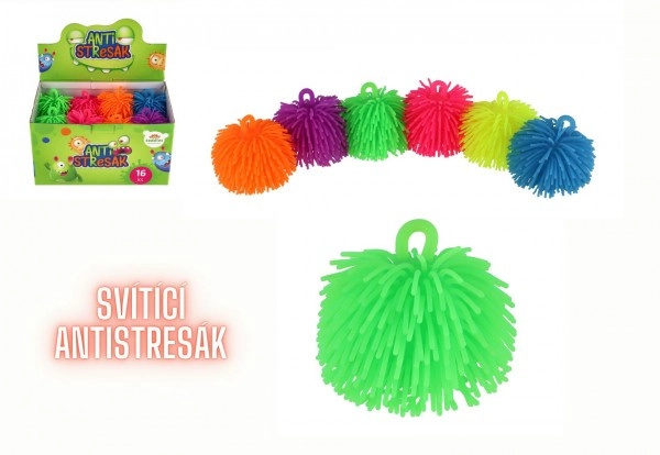 Míček chlupatý antistresový mačkací silikon 7cm