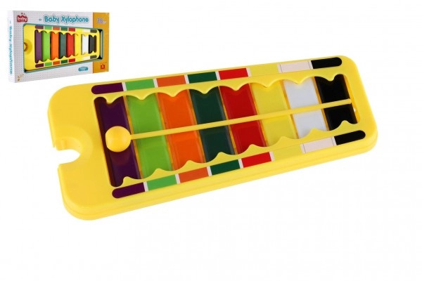 Teddies Xylofon plast/kov 24cm s paličkou v krabici 29x16x3cm