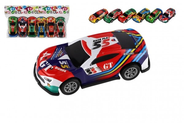 Teddies auto závodní 6ks plast 7cm na zpětné natažení v sáčku