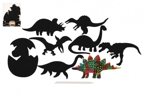 Teddies Škrabací obrázek 9ks výřez duhový dinosaurus
