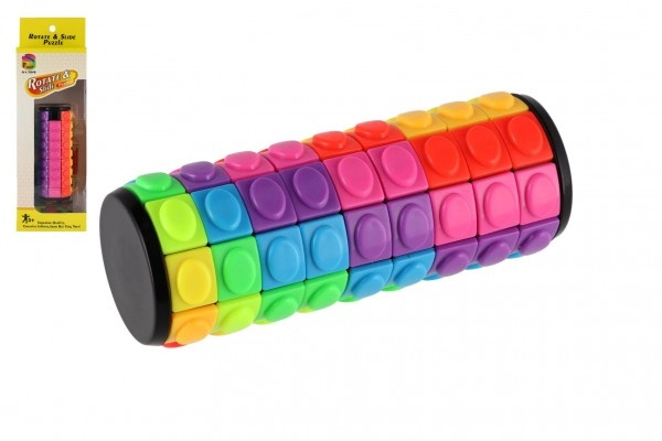 Hlavolam válec věž barevný plast 11cm