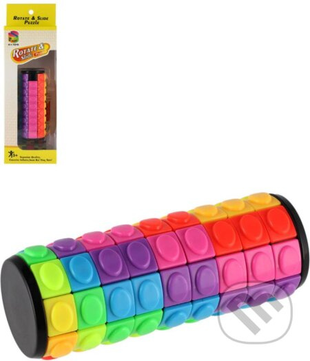 Hlavolam válec věž barevný plast 11cm