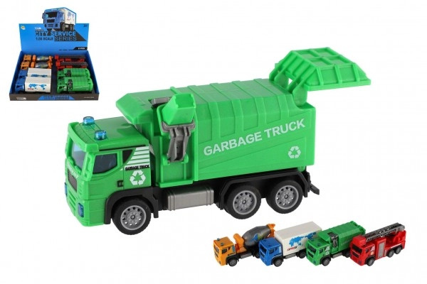Teddies auto nákladní plast 15cm na zpětné natažení 4 druhy 8ks v boxu