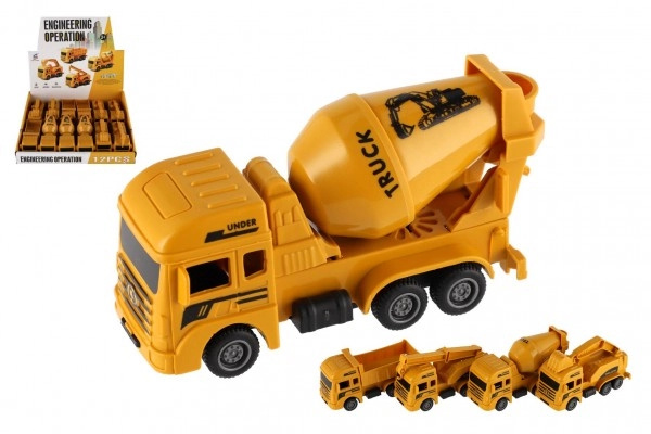 Teddies auto stavební plast 12cm na zpětné natažení 4 druhy 12ks v boxu