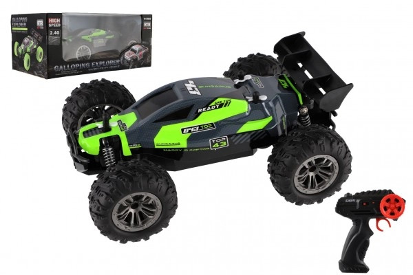 Auto RC Buggy rychlostní 2,4GHz plast 25cm na baterie v krabici 31x14x18cm – Zelené