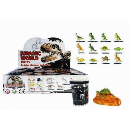 Sliz zábavná hmota dinosaurus v plastovém barelu 6cm různé druhy