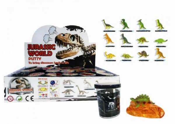 Sliz zábavná hmota dinosaurus v plastovém barelu 6cm různé druhy