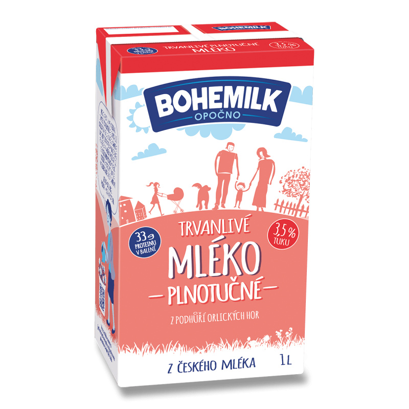 Bohemilk - trvanlivé mléko - plnotučné, 3,5%, 1 l