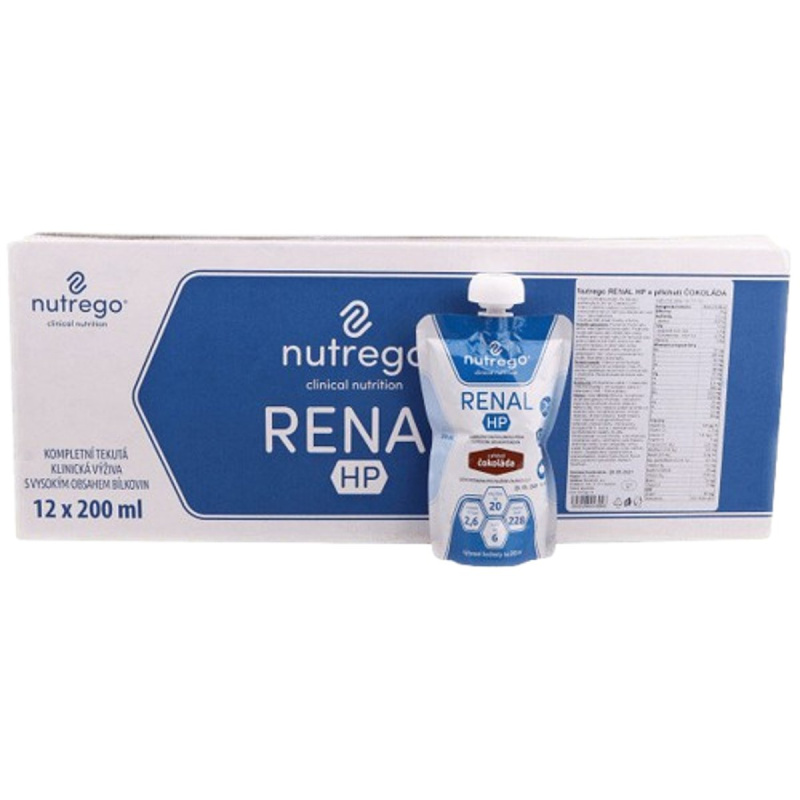 NUTREGO RENAL HP S PŘÍCHUTÍ ČOKOLÁDA perorální roztok 12X200ML