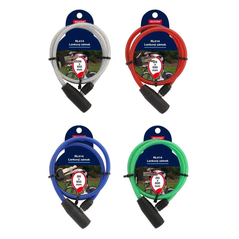 Richter Czech Lankový zámek RL 414, 2 klíče, různé barvy, 1 ks, 8 x 650 mm