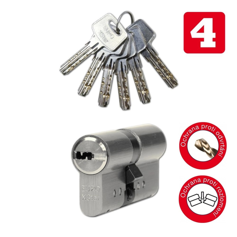 Richter Czech EURO XSTAR Bezpečnostní vložka 30/35, 6 klíčů, matný nikl