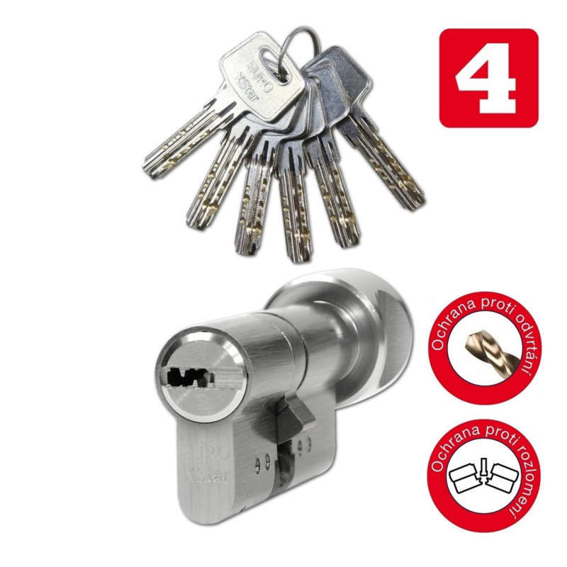 Richter Czech EURO XSTAR Bezpečnostní vložka 30/35K, 6 klíčů, matný nikl