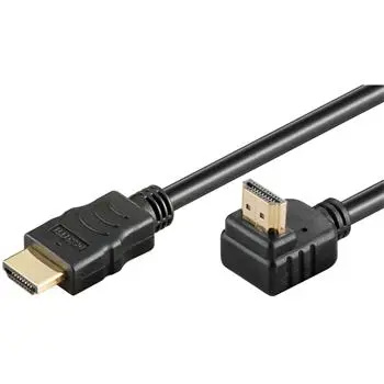 PremiumCord HDMI 1.4/HDMI 1.4 kabel s ethernetem zahnutý konektor 90° 4K 1m černý