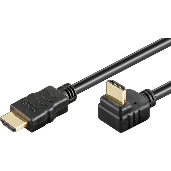 PremiumCord HDMI High Speed+Ethernet kabel, zlacený zahnutý konektor 270° 5m
