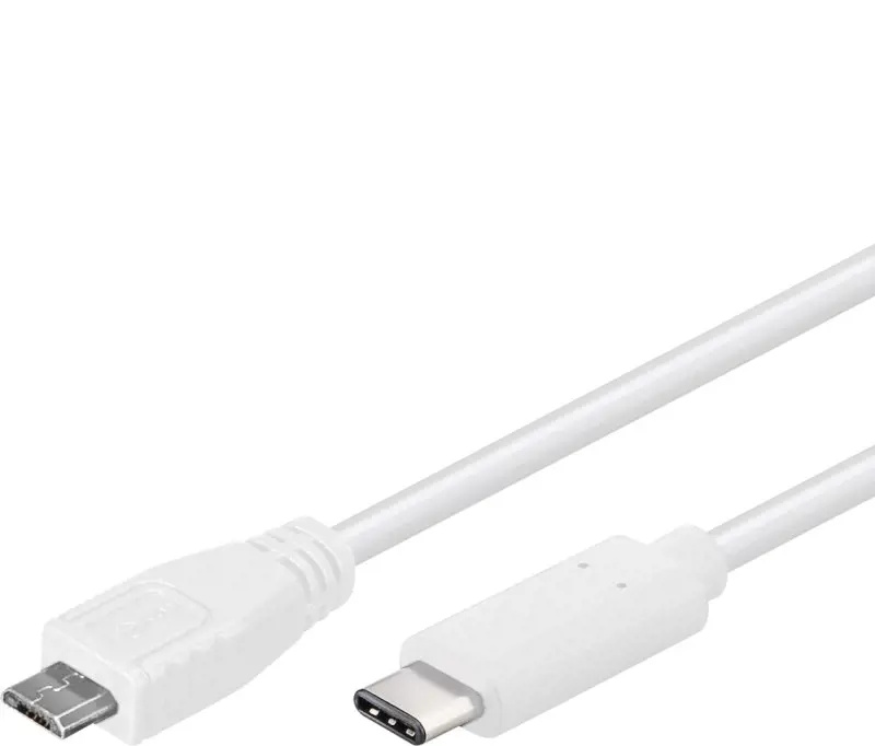 PremiumCord USB-C/MicroUSB-B napájecí kabel 2,5W 0,6m bílý