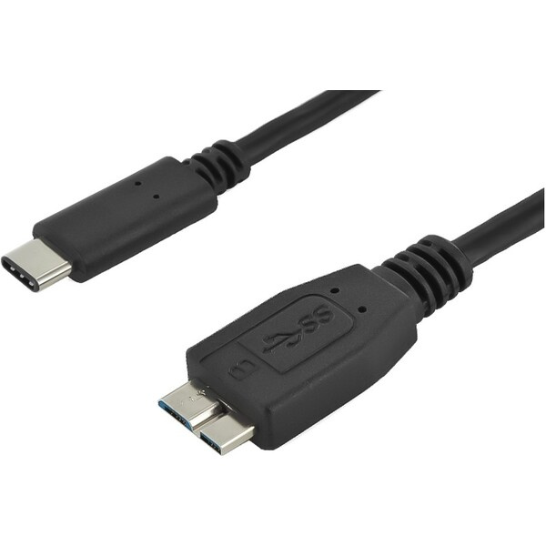 PremiumCord Kabel USB 3.1 konektor C/male - USB 3.0 konektor Micro-B/male, 0,6m ku31cmb06bk Černá