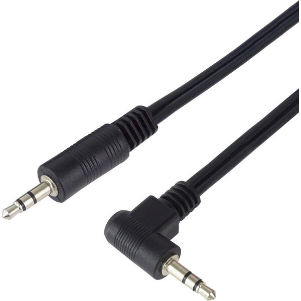 PremiumCord 3,5mm/3,5mm kabel se zahnutým konektorem 0,5m černý