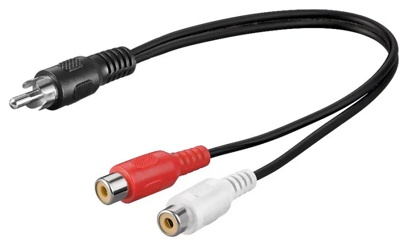 PremiumCord kabel 1x CINCH male - 2x CINCH female 20 cm