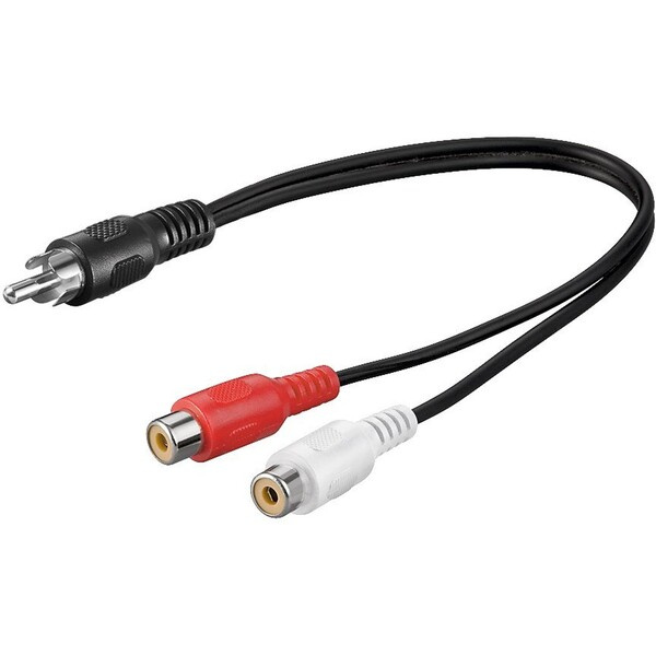 PremiumCord kabel 1x CINCH male - 2x CINCH female 20 cm