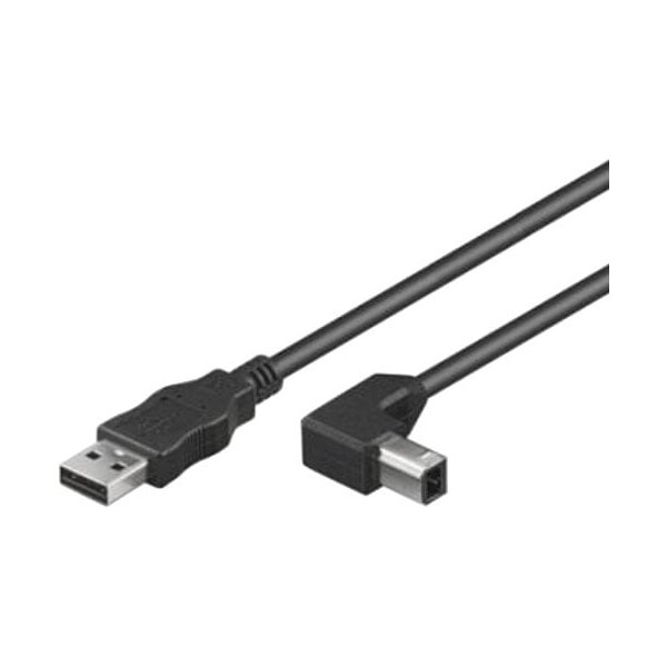 PremiumCord USB-A/USB-B kabel se zahnutým konektorem 3m černý