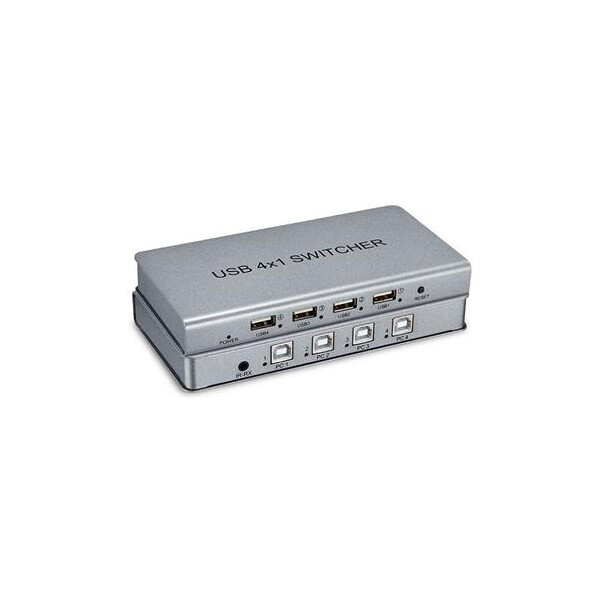 PremiumCord USB Přepínač periferií 4:4 s dálkovým ovládáním nebo přepínáním klávesou zkratkou