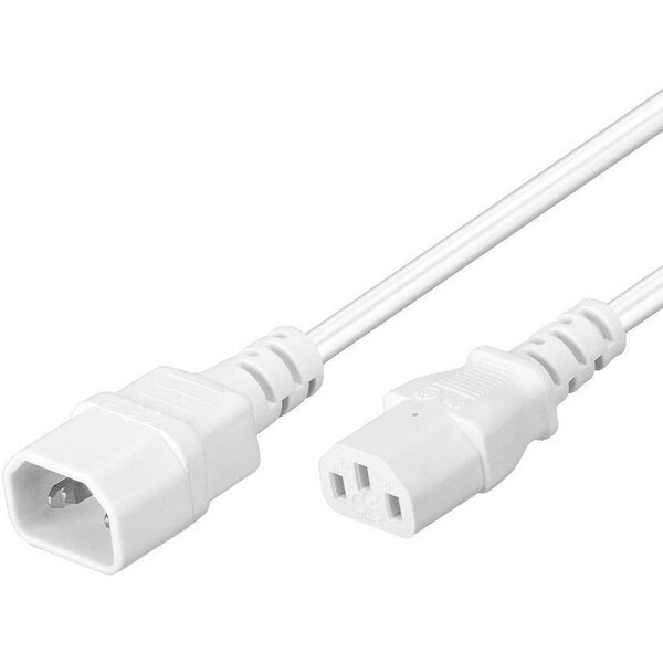 PremiumCord IEC C13/IEC C14 napájecí prodlužovací kabel 230V 2m bílý