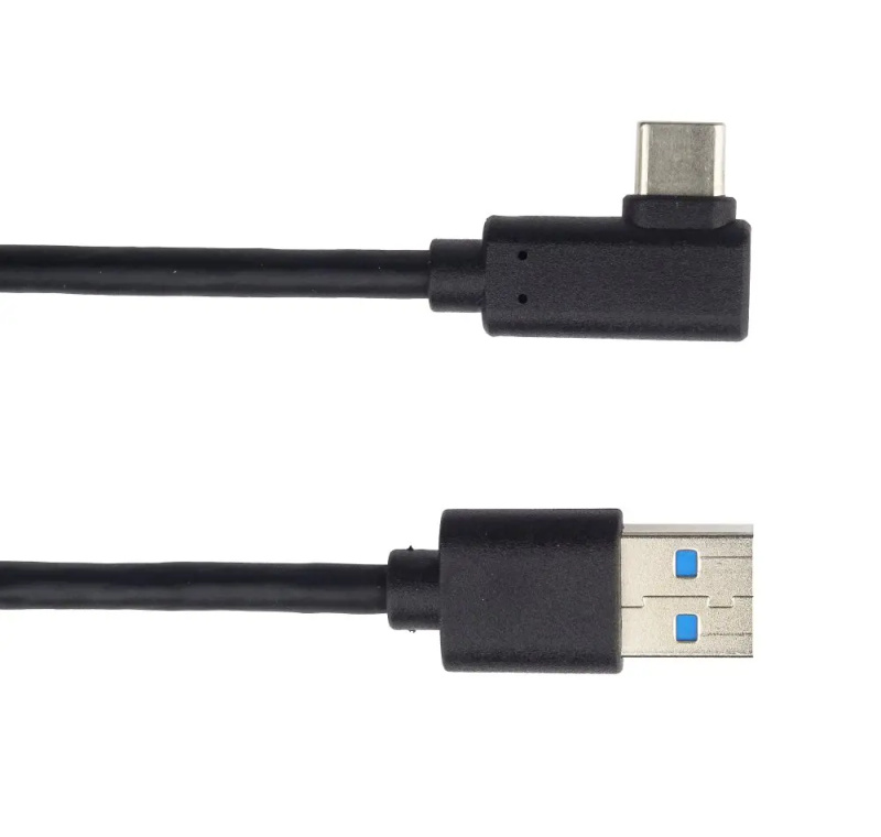 PremiumCord USB-C/USB-A napájecí kabel se zahnutým konektorem 0,5m černý