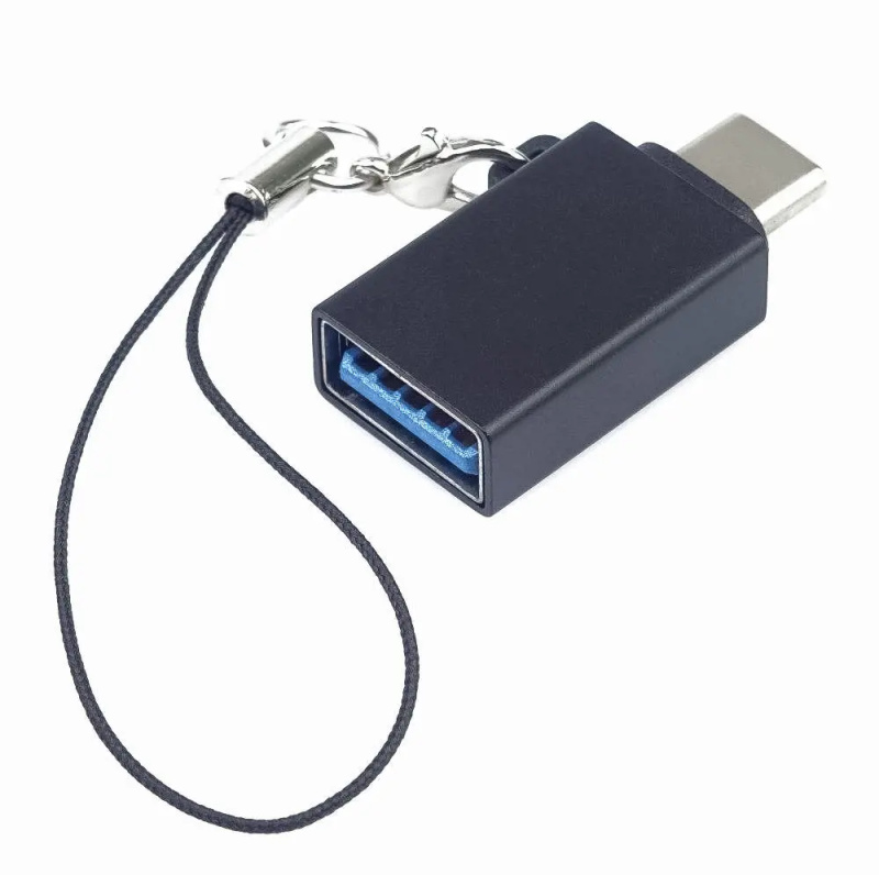 PremiumCord Adaptér USB-C male - USB3.0 A female, OTG, černý s očkem na zavěšení Černá