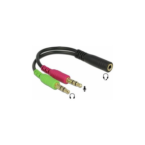 PremiumCord Adaptér 4pólový jack3,5mm pro sluchátka a mikrofon, 30cm