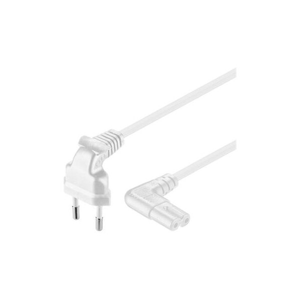 PremiumCord Kabel síťový 230V k magnetofonu se zahnutými konektory 5m bílý
