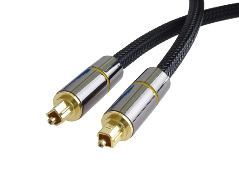 PremiumCord Optický audio kabel Toslink, OD:7mm, Gold-metal design + Nylon 2m Černá