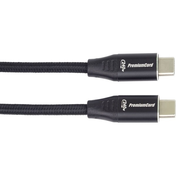 PremiumCord USB-C/USB-C napájecí kabel 240W 1,5m černý