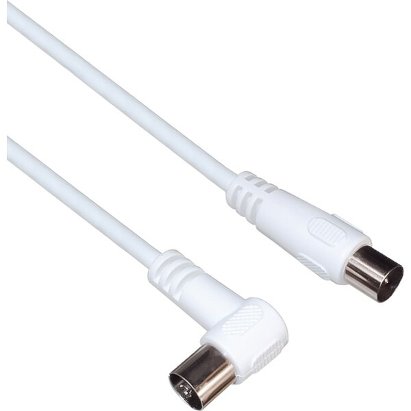 PremiumCord PAL/PAL prodlužovací TV kabel se zahnutým konektorem 20m bílý