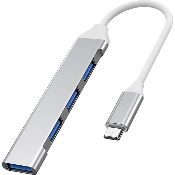 PremiumCord 4v1 USB-C Hub stříbrný Stříbrná